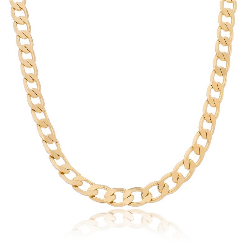 Colar Choker Groumet Arredondada "M" Banhado Em Ouro 18K Ou Ródio Branco
