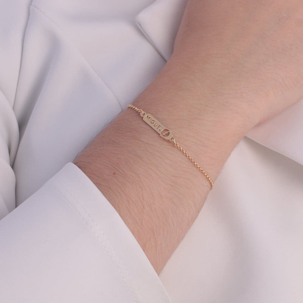 Pulseira Infantil com Nome e Símbolo do Flash Banhada a Ouro 18K