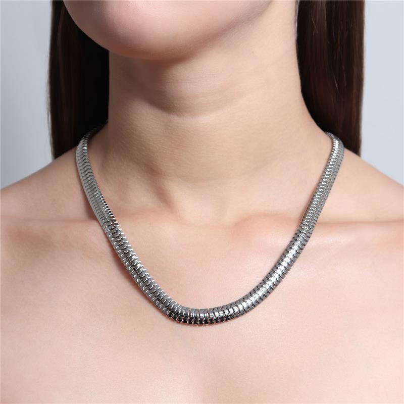 Colar Corrente Serpente Oca 80,0MM Banhado A Ródio Branco