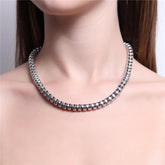 Colar Choker Super Veneziana Banhado A Ródio Branco