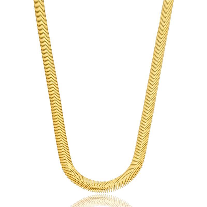 Colar Corrente Serpente Longo 6MM Banhado A Ouro 18K