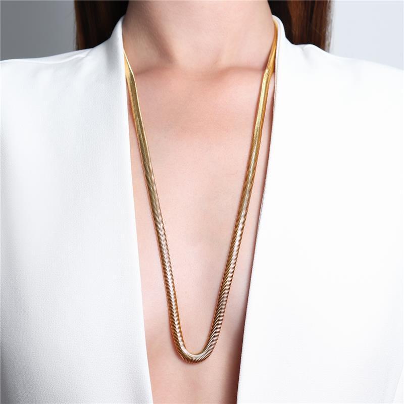 Colar Corrente Serpente Longo 6MM Banhado A Ouro 18K