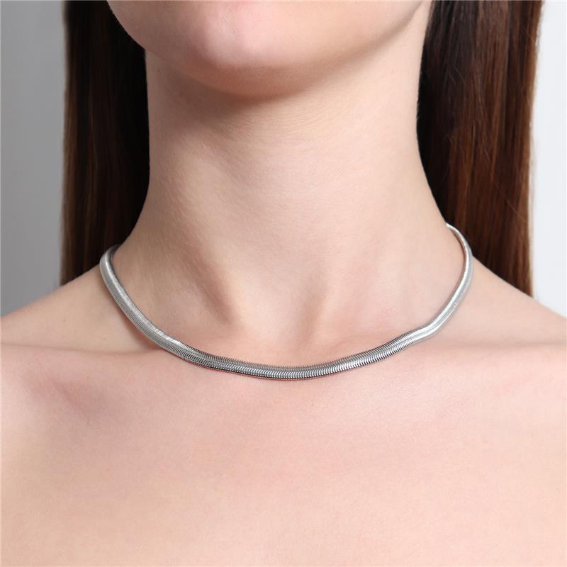 Colar Choker Serpente Fio 5,0 MM Banhado Em Ouro 18K Ou Ródio Branco
