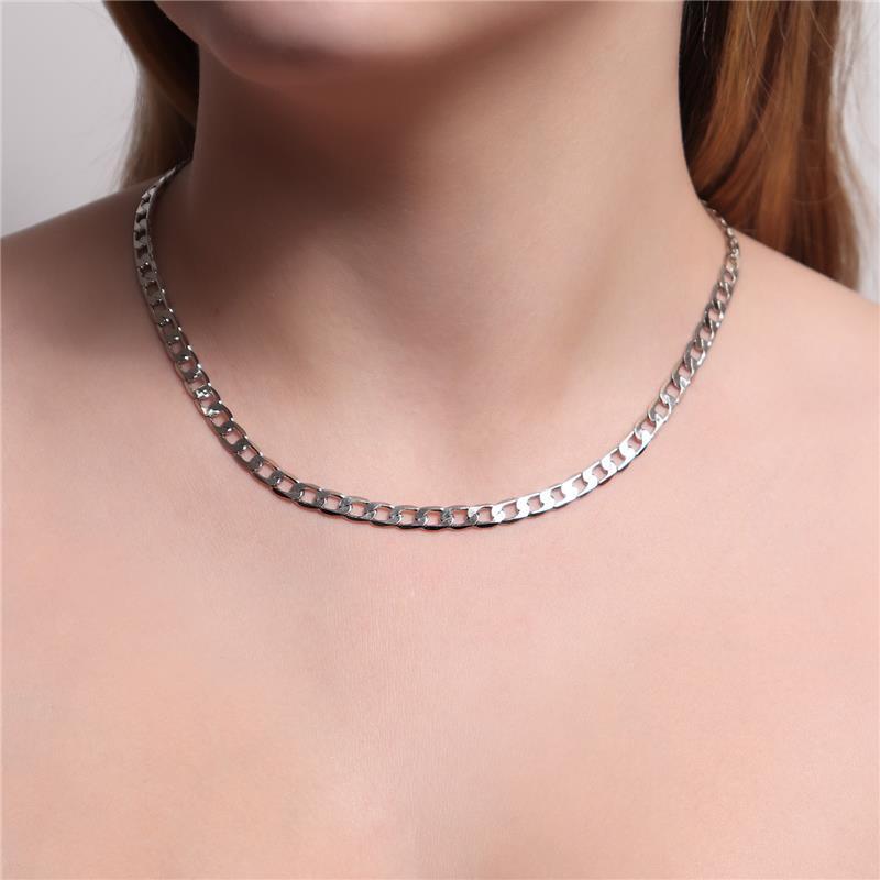 Colar Choker Groumet Achatada 0,6 MM Banhado Em Ouro 18K Ou Ródio Branco
