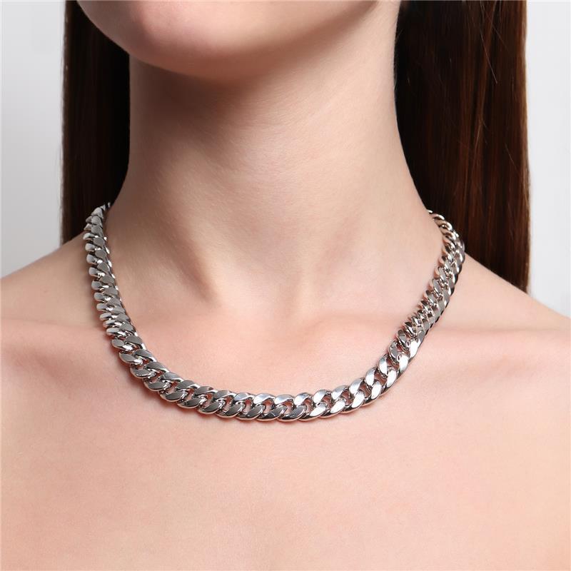 Colar Choker Elo Martina 10MM Banhado Em Ouro 18K Ou Ródio Branco