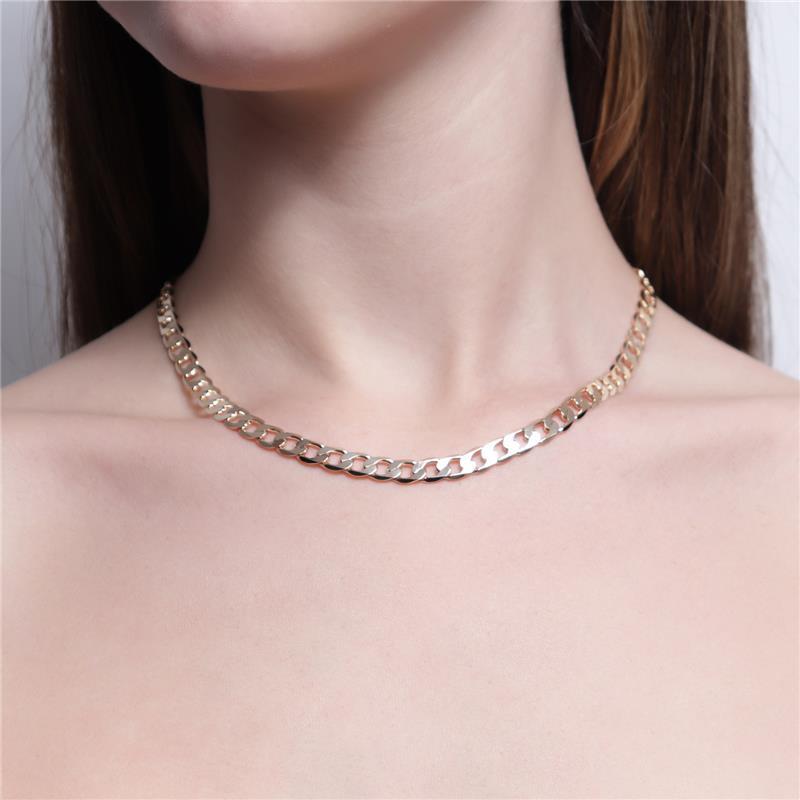 Colar Choker Groumet Arredondada "M" Banhado Em Ouro 18K Ou Ródio Branco