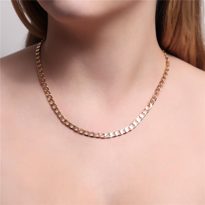 Colar Choker Groumet Achatada 0,6 MM Banhado Em Ouro 18K Ou Ródio Branco