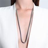 Colar Corrente Serpente Longo 6MM Banhado A Ródio Branco