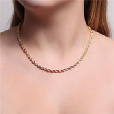 Colar Choker Cordão Baiano 4MM 40CM Banhado A Ouro 18K