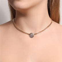 Colar Choker Groumet "M" Com  Medalha São Bento Banhado Em Ouro 18K Ou Ródio Branco
