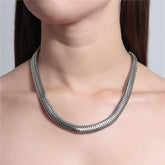 Colar Corrente Serpente Oca 10,0MM Banhado A Ródio Branco