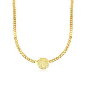 Colar Choker Groumet "M" Com  Medalha São Bento Banhado Em Ouro 18K Ou Ródio Branco
