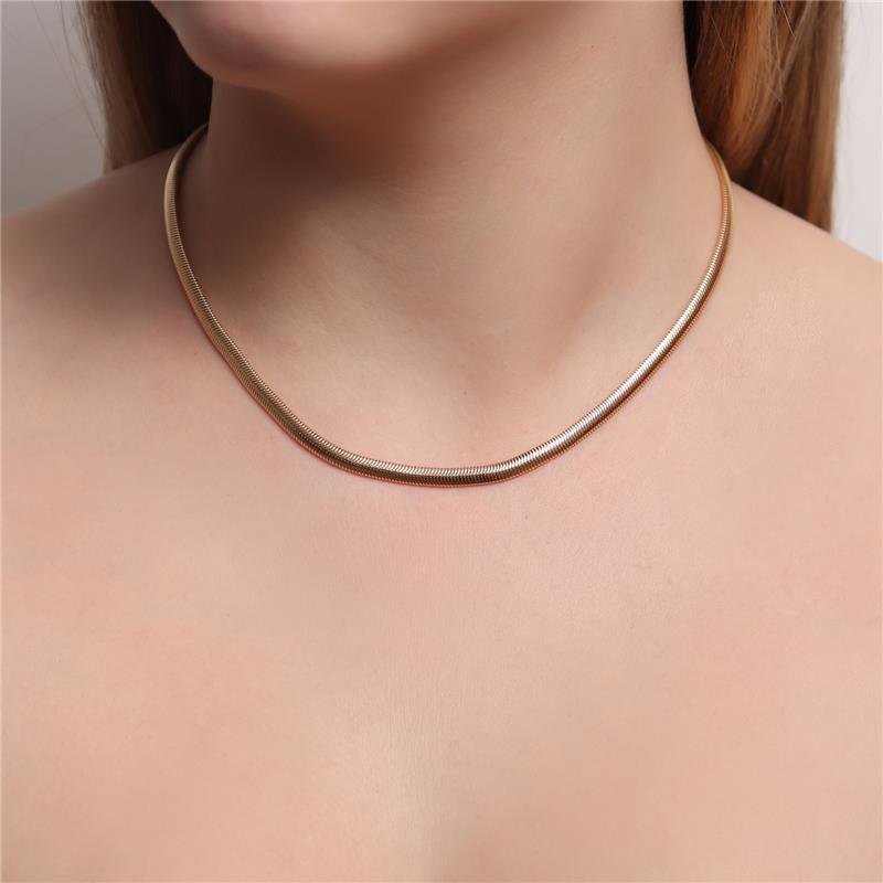 Colar Choker Serpente "M" Fio 4,0 MM Banhado Em Ouro 18K Ou Ródio Branco