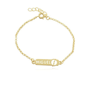 Pulseira Infantil com Nome e Símbolo do Flash Banhada a Ouro 18K